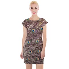 Peacock Feathers Wheel Plumage Cap Sleeve Bodycon Dress by Wegoenart