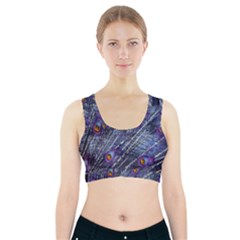 Peacock Feathers Color Plumage Sports Bra With Pocket by Wegoenart