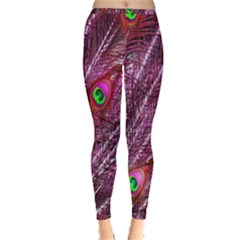 Peacock Feathers Color Plumage Inside Out Leggings by Wegoenart