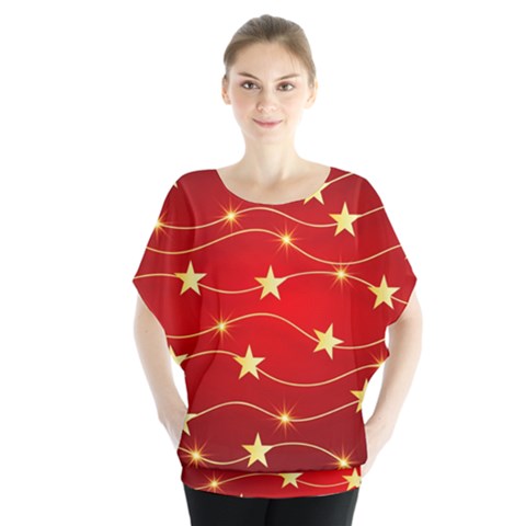Background Christmas Decoration Batwing Chiffon Blouse by Simbadda