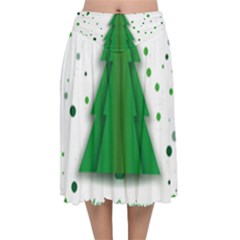 Fir Tree Christmas Christmas Tree Velvet Flared Midi Skirt by Simbadda