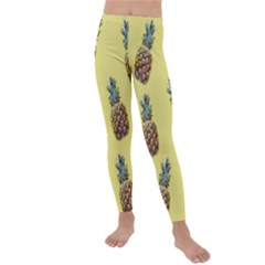 Pineapples Fruit Pattern Texture Kids  Lightweight Velour Leggings by Simbadda