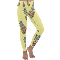 Pineapples Fruit Pattern Texture Kids  Lightweight Velour Classic Yoga Leggings by Simbadda