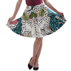 Happysnowman A-line Skater Skirt by chellerayartisans