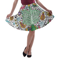 Snowglobe A-line Skater Skirt by chellerayartisans