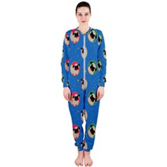 Pugs In Circles With Stars Onepiece Jumpsuit (ladies)  by PugnaciousGifts