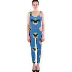 Pugs In Circles With Stars One Piece Catsuit by PugnaciousGifts