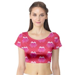 Christmas Red Pattern Reasons Short Sleeve Crop Top by Wegoenart