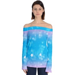 Background Abstract Christmas Snow Off Shoulder Long Sleeve Top by Wegoenart