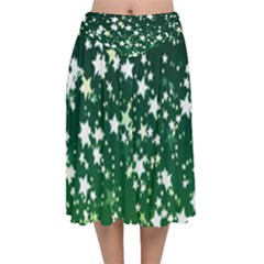 Christmas Star Advent Background Velvet Flared Midi Skirt by Wegoenart