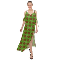 Christmas Paper Wrapping Patterns Maxi Chiffon Cover Up Dress by Wegoenart