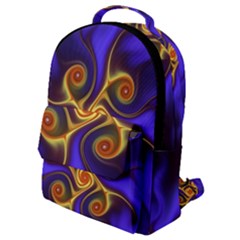 Fractal Neon Blue Bright Fantasy Flap Pocket Backpack (small) by Wegoenart