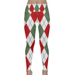 Red Green White Argyle Navy Lightweight Velour Classic Yoga Leggings by Wegoenart