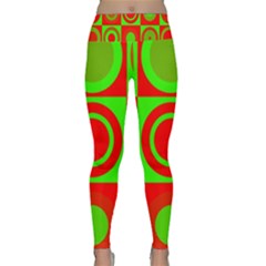 Red Green Christmas Background Lightweight Velour Classic Yoga Leggings by Wegoenart