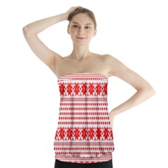 Fairisle Pattern Background Red Strapless Top by Wegoenart