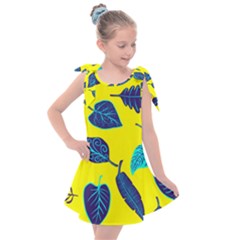 Leaves Pattern Picture Detail Kids  Tie Up Tunic Dress by Wegoenart