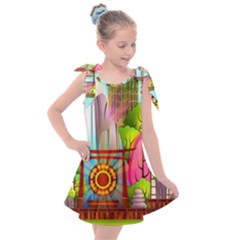 Zen Garden Japanese Nature Garden Kids  Tie Up Tunic Dress by Wegoenart