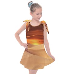 Desert Sun Landscape Sunset Dune Kids  Tie Up Tunic Dress by Wegoenart