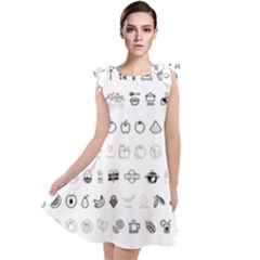 Vegan Vegetarian Icons Food Eat Tie Up Tunic Dress by Wegoenart