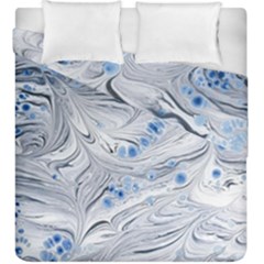 Marbled Paper Mottle Color Movement Blue White Duvet Cover Double Side (king Size) by Wegoenart