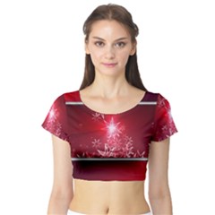 Christmas Candles Short Sleeve Crop Top by Wegoenart