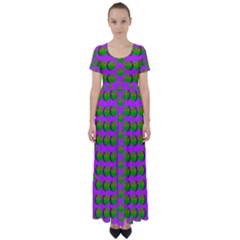 The Happy Eyes Of Freedom In Polka Dot Cartoon Pop Art High Waist Short Sleeve Maxi Dress by pepitasart