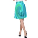 Groovy Cool Abstract Aqua Liquid Art Swirl Painting A-Line Skirt View1