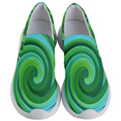 Groovy Abstract Turquoise Liquid Swirl Painting Women s Lightweight Slip Ons by myrubiogarden