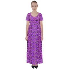 Paradise Blossom Tree On The Ornate Sakura Mountain High Waist Short Sleeve Maxi Dress by pepitasart