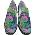 Groovy Abstract Aqua And Navy Lava Liquid Swirl Slip On Heel Loafers View1