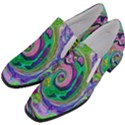 Groovy Abstract Aqua And Navy Lava Liquid Swirl Slip On Heel Loafers View2