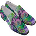 Groovy Abstract Aqua And Navy Lava Liquid Swirl Slip On Heel Loafers View3