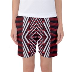Red & White Stripes  Women s Basketball Shorts by WensdaiAmbrose