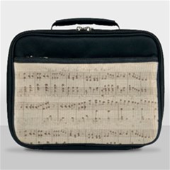 Vintage Beige Music Notes Lunch Bag by Pakrebo