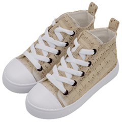 Vintage Beige Music Notes Kids  Mid-top Canvas Sneakers by Pakrebo