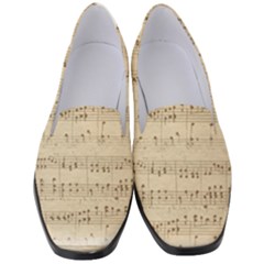 Vintage Beige Music Notes Women s Classic Loafer Heels by Pakrebo