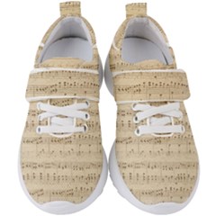 Vintage Beige Music Notes Kids  Velcro Strap Shoes by Pakrebo