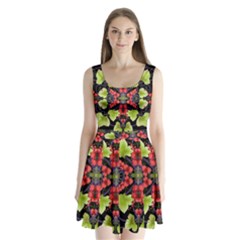 Pattern Berry Red Currant Plant Split Back Mini Dress  by Pakrebo