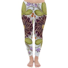 Flowers Decorative Flowers Pattern Classic Winter Leggings by Pakrebo