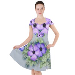 Flowers Vector Illustration Figure Cap Sleeve Midi Dress by Pakrebo