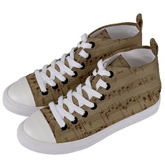 Vintage Sheet Music Background Women s Mid-top Canvas Sneakers by Pakrebo