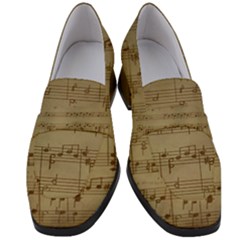 Vintage Sheet Music Background Women s Chunky Heel Loafers by Pakrebo