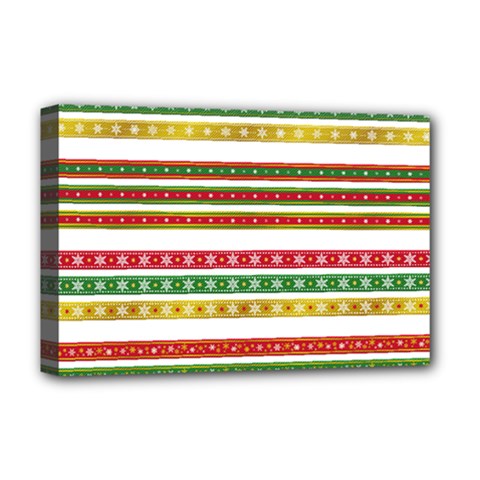 Christmas Ribbons Christmas Gold Deluxe Canvas 18  X 12  (stretched) by Pakrebo