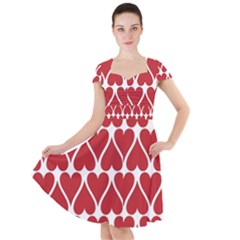 Hearts Pattern Seamless Red Love Cap Sleeve Midi Dress by Pakrebo