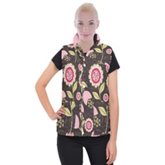 Flowers Wallpaper Floral Decoration Women s Button Up Vest by Pakrebo