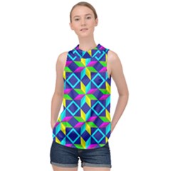 Pattern Star Abstract Background High Neck Satin Top by Pakrebo