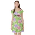 Lily Flowers Green Plant Natural Short Sleeve Skater Dress View1