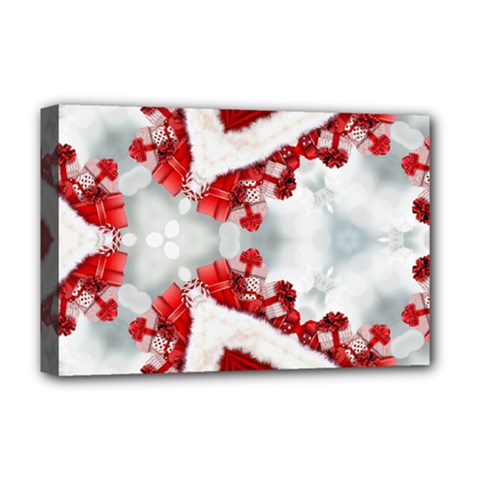 Christmas Background Tile Gifts Deluxe Canvas 18  X 12  (stretched) by Pakrebo