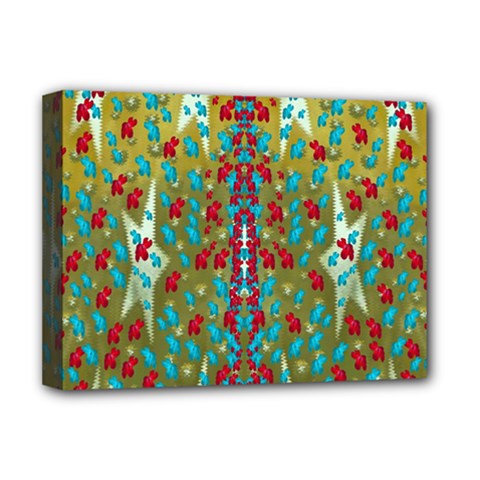 Raining Paradise Flowers In The Moon Light Night Deluxe Canvas 16  X 12  (stretched)  by pepitasart