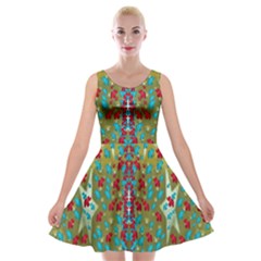 Raining Paradise Flowers In The Moon Light Night Velvet Skater Dress by pepitasart